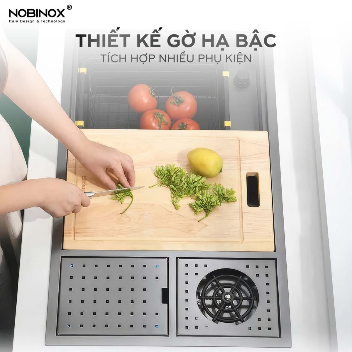 Chậu rửa bát inox NOBINOX LUMIA NJ511B 1 hố - Ảnh 4