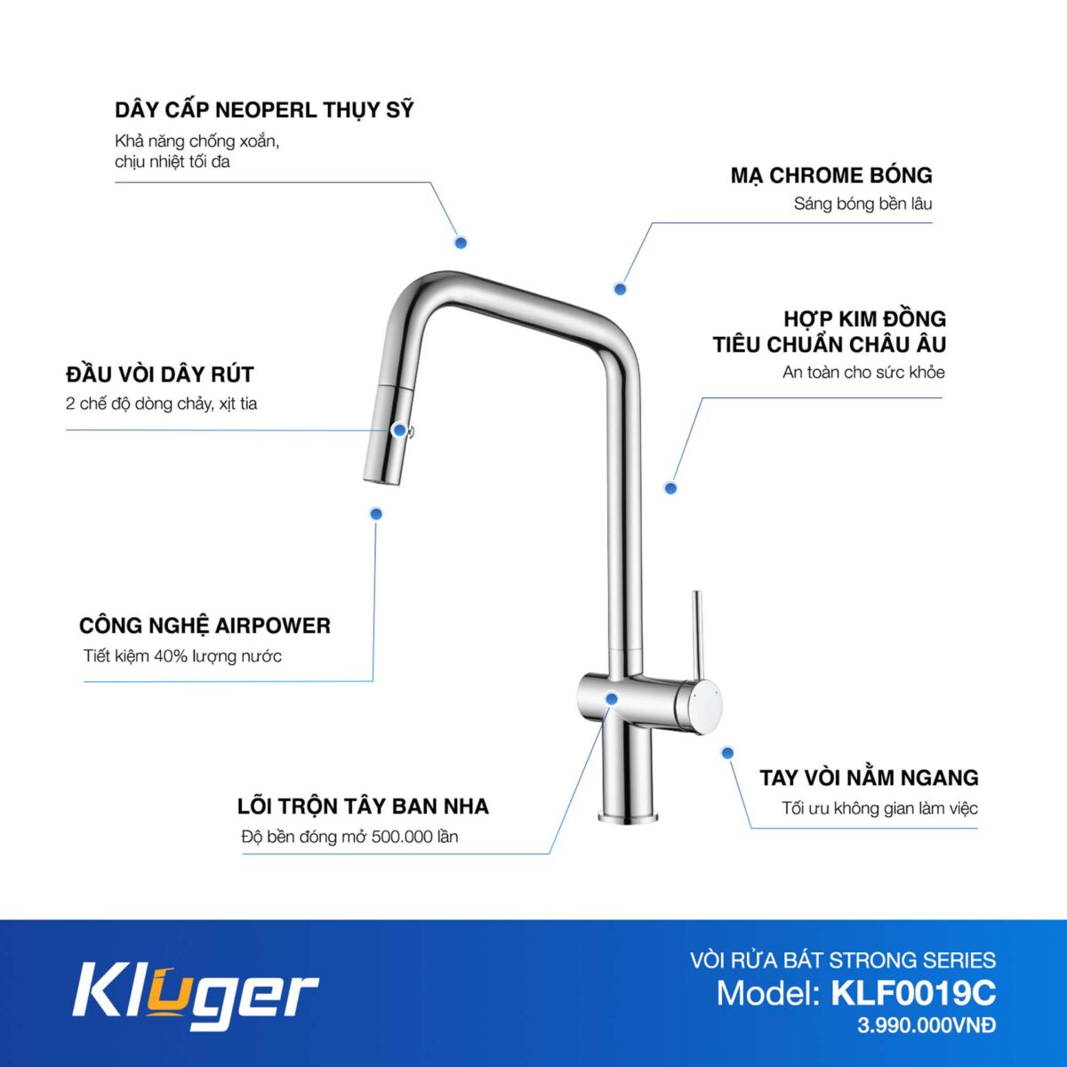 Vòi rửa bát KLUGER KLF0019C - Ảnh 2