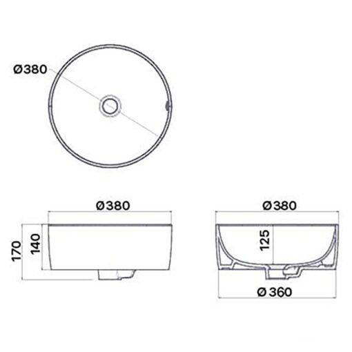 BAN VE KICH THUOC Chau lavabo dat ban CAESAR L5225
