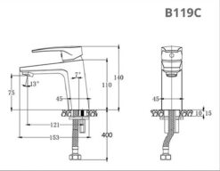 BAN VE KICH THUOC Voi lavabo CAESAR B119C nuoc lanh