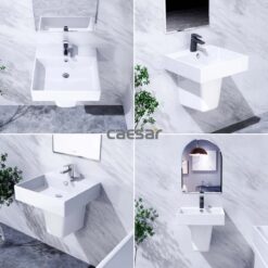 hinh anh thuc te Chau lavabo treo tuong CAESAR LF5261 PF2463 chan lung
