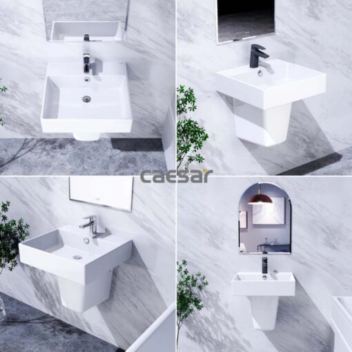 hinh anh thuc te Chau lavabo treo tuong CAESAR LF5261 PF2463 chan lung