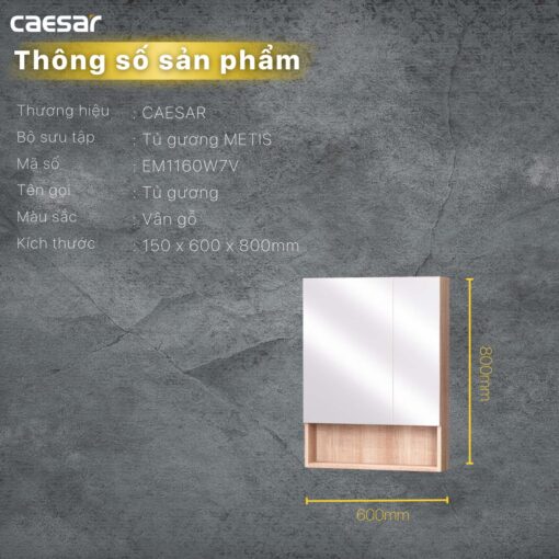 thong so ky thuat Tu guong CAESAR EM1160W7V treo tuong