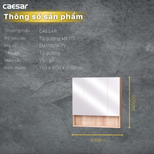 thong so ky thuat Tu guong CAESAR EM1180W7V treo tuong