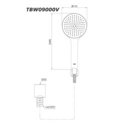 bản vẽ kích thước Tay sen tắm TOTO TBW09000V