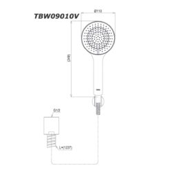 bản vẽ kích thước Tay sen tắm TOTO TBW09010V massage 3 chế độ