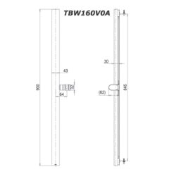 bản vẽ kích thước Thanh trượt sen tắm TOTO TBW160V0A
