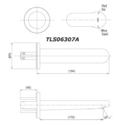 bản vẽ kích thước Vòi lavabo TOTO TLS06307A TLS01309B1 2 lỗ âm tường nóng lạnh LH