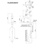 bản vẽ kích thước Vòi lavabo TOTO TLS093B0V nóng lạnh rút dây