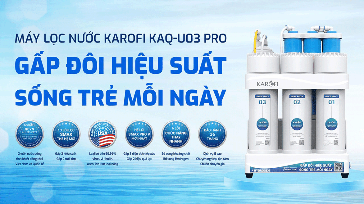 Hiệu-suất-máy-lọc-nước-Karofi-KAQ-U03-PRO