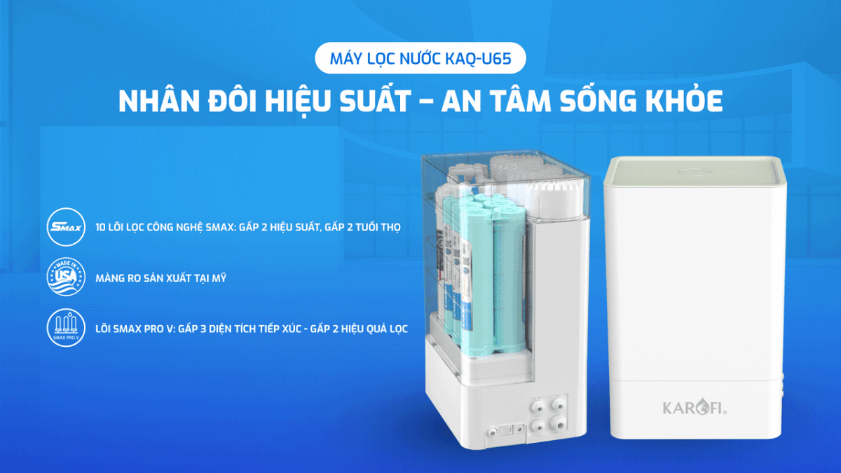 Hiệu-suất-máy-lọc-nước-Karofi-KAQ-U65-10-lõi