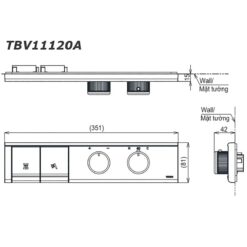 bản vẽ kích thước Bảng điều khiển sen âm tường TOTO TBV11120A TBN11BC0A 2 đường nước