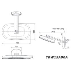 bản vẽ kích thước Bát sen âm tường TOTO TBW15AB0A gắn tường