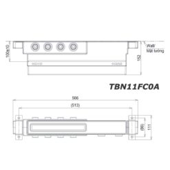 bản vẽ kích thước Van âm tường TOTO TBN11FC0A 4 đường nước