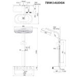 bản vẽ kích thước Vòi sen cây TOTO TBW14UD0A nhiệt độ
