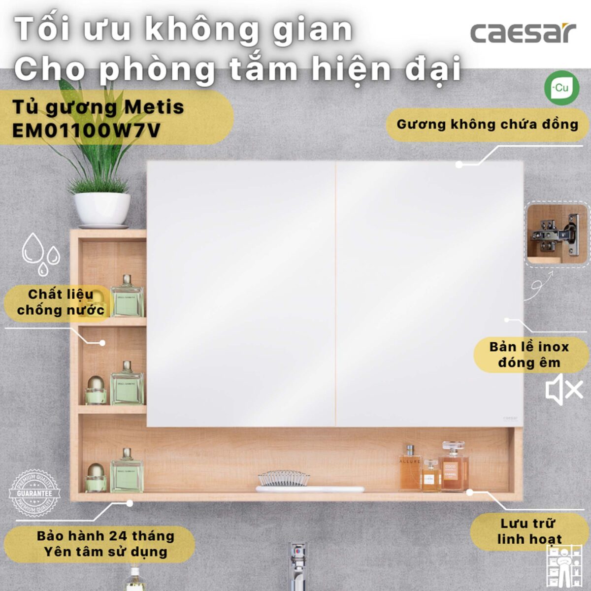 Tủ gương CAESAR EM01100W7V - Ảnh 4