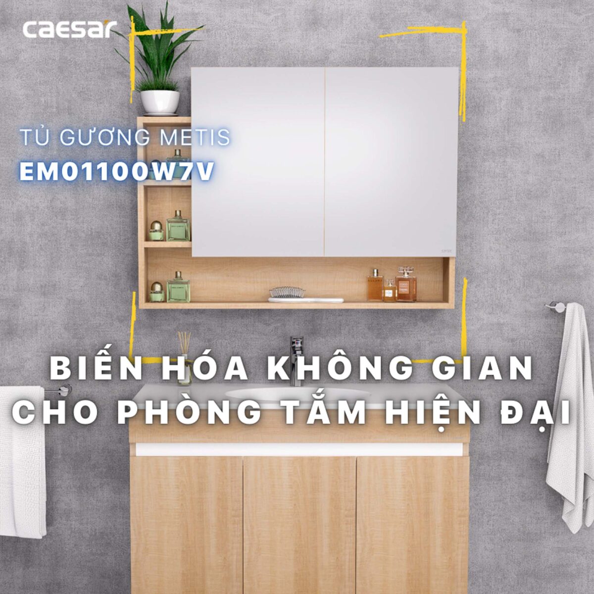 Tủ gương CAESAR EM01100W7V - Ảnh 5