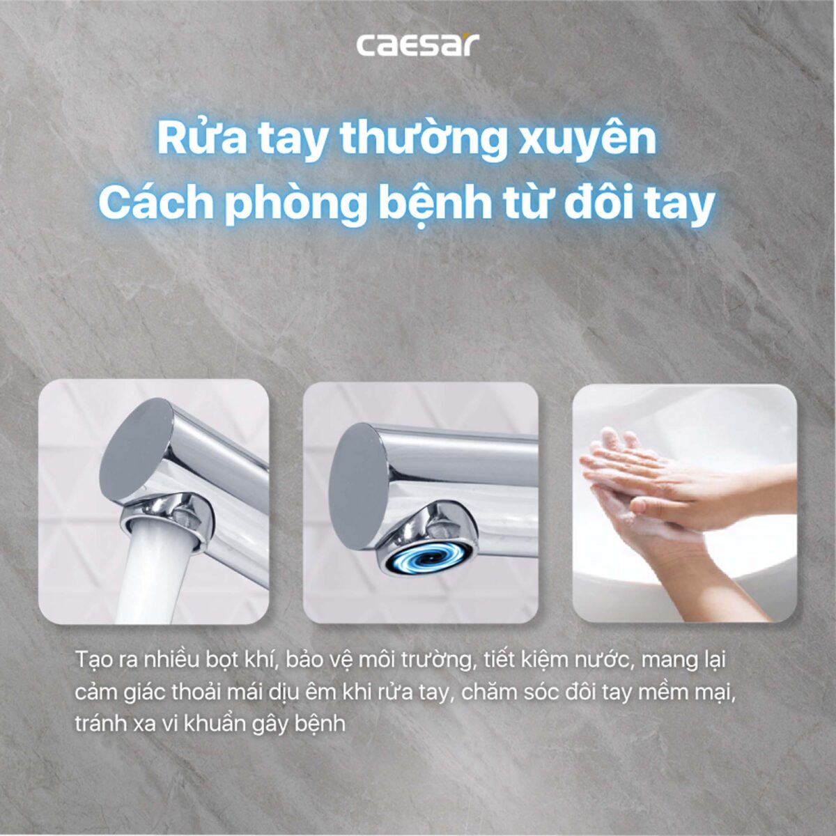 Vòi lavabo CAESAR B190C dây rút nóng lạnh - Ảnh 5