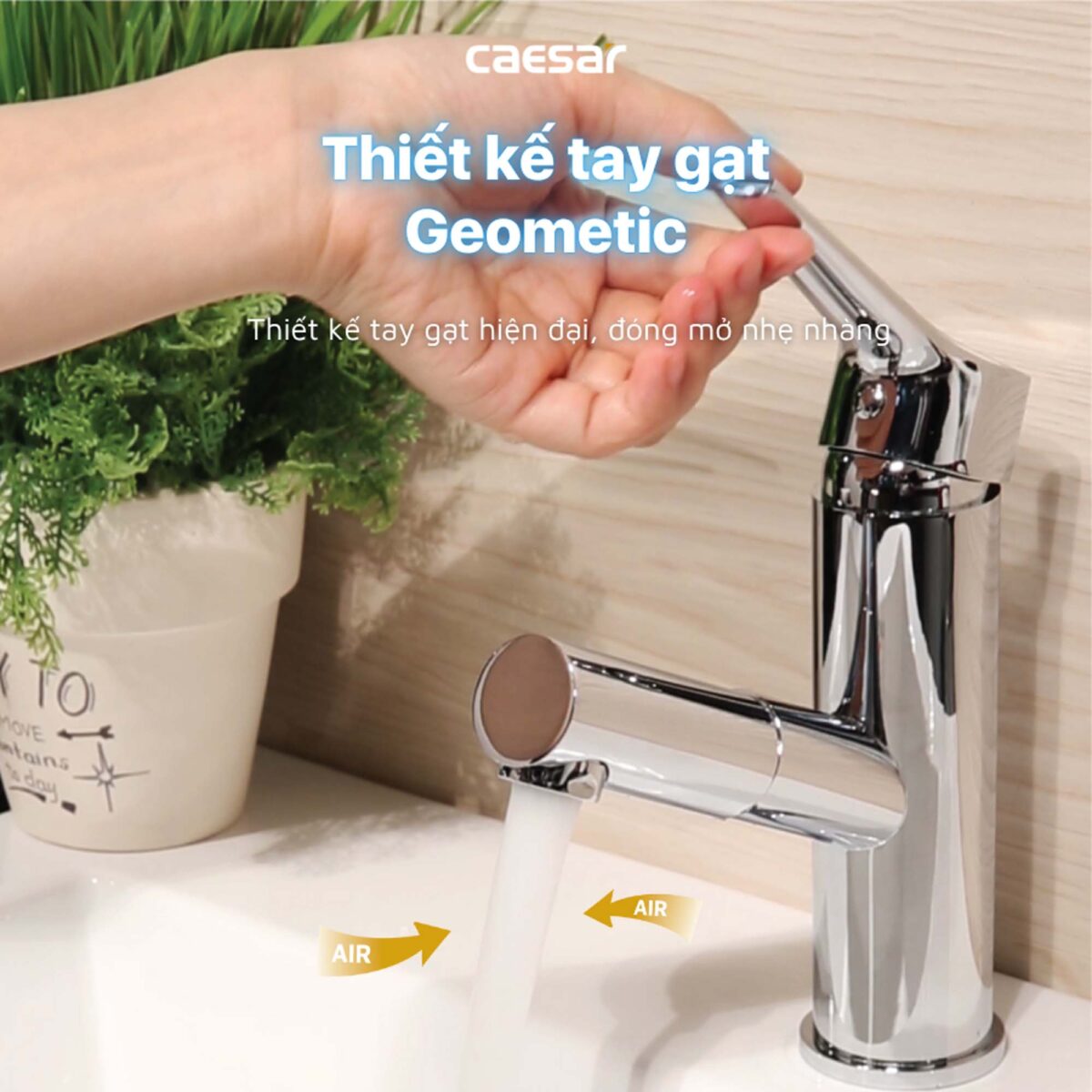 Vòi lavabo CAESAR B190C dây rút nóng lạnh - Ảnh 8