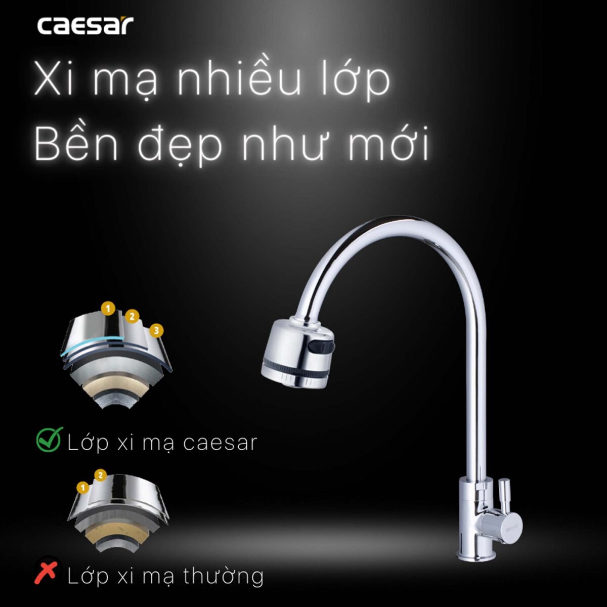 Vòi rửa bát CAESAR K035CV nước lạnh - Ảnh 12
