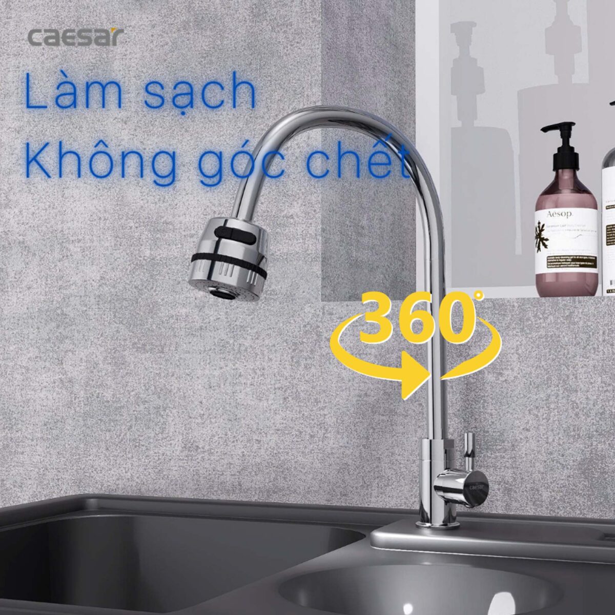 Vòi rửa bát CAESAR K035CV nước lạnh - Ảnh 6