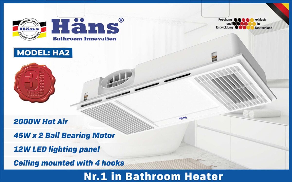 Quạt sưởi nhà tắm HANS HA2 đa năng - Ảnh 4