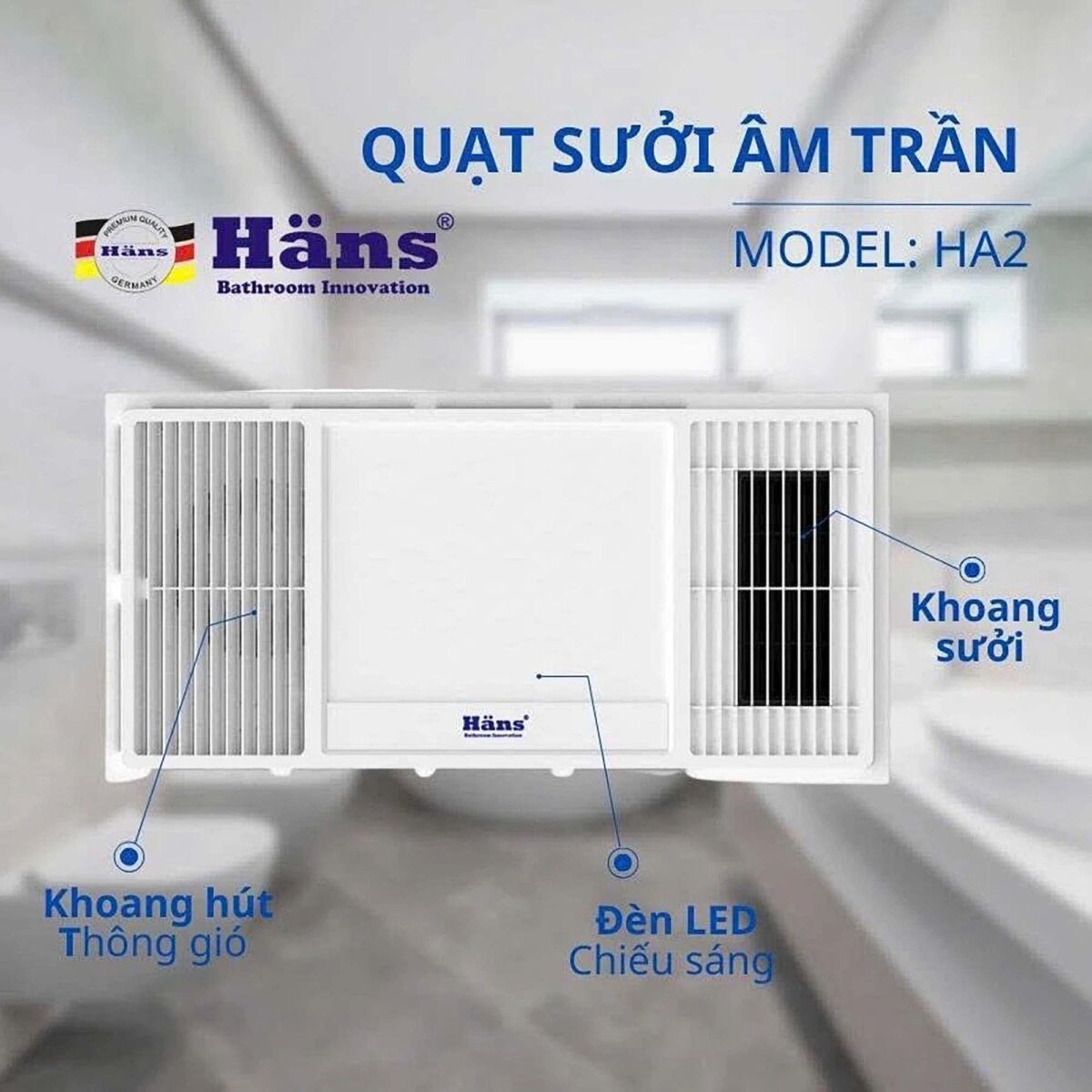 Quạt sưởi nhà tắm HANS HA2 đa năng - Ảnh 5