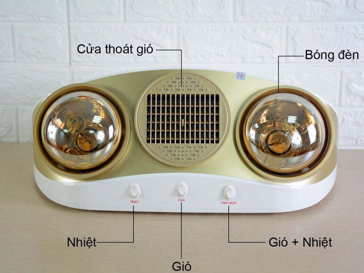 Đèn sưởi KOHN KU02PG treo tường 2 bóng - Ảnh 3