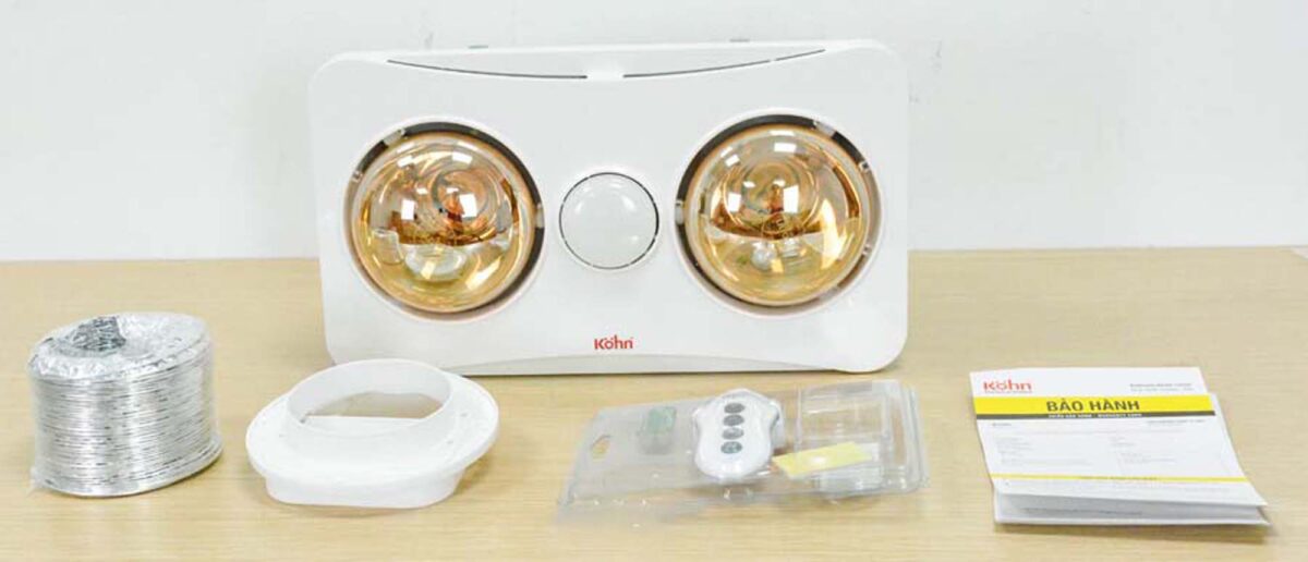 Đèn sưởi KOHN BK02G BK02GR âm trần 2 bóng - Ảnh 3