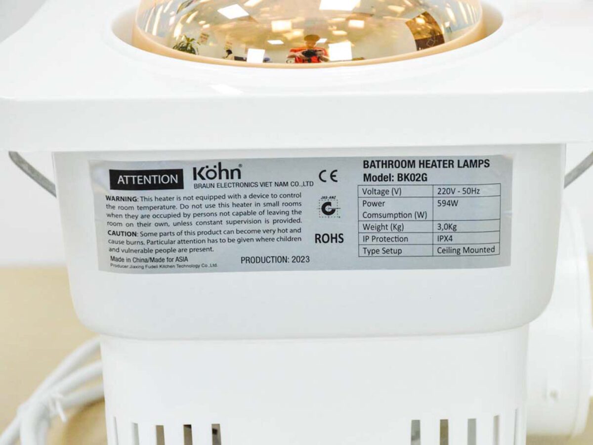Đèn sưởi KOHN BK02G BK02GR âm trần 2 bóng - Ảnh 12