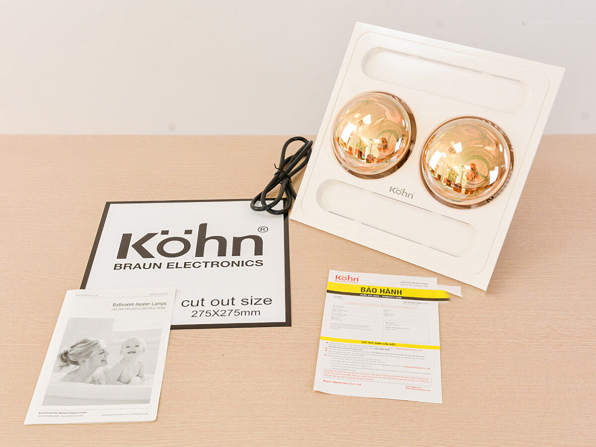 Đèn sưởi KOHN BK03G BK03GR âm trần 2 bóng - Ảnh 4