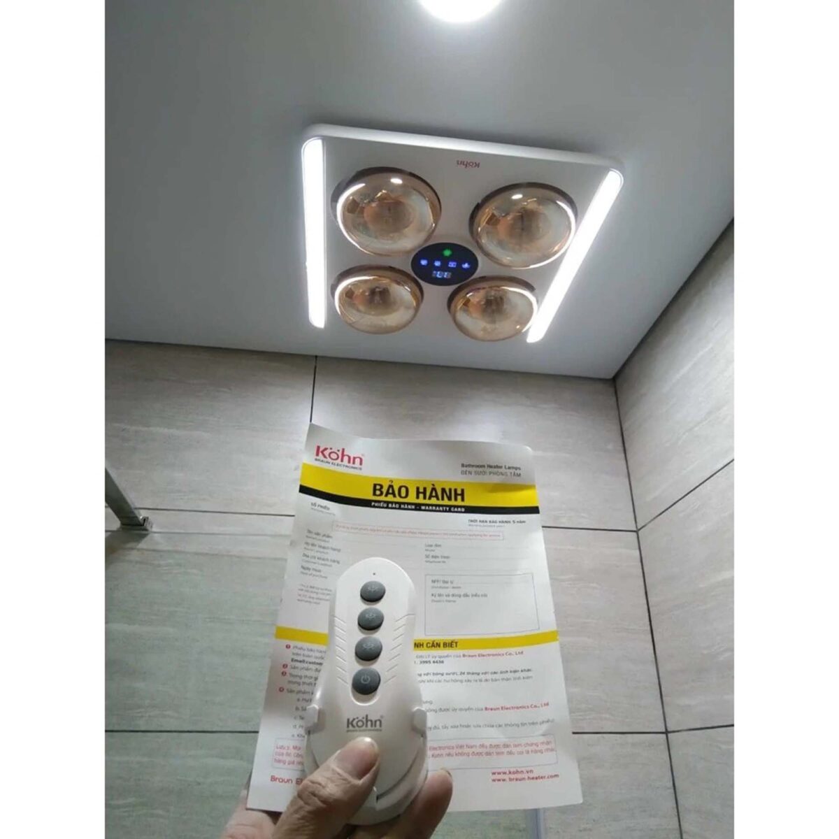 Đèn sưởi KOHN BU06G BU06GR âm trần 4 bóng - Ảnh 6