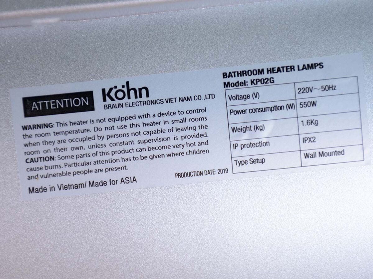 Đèn sưởi KOHN KP02G treo tường 2 bóng - Ảnh 8