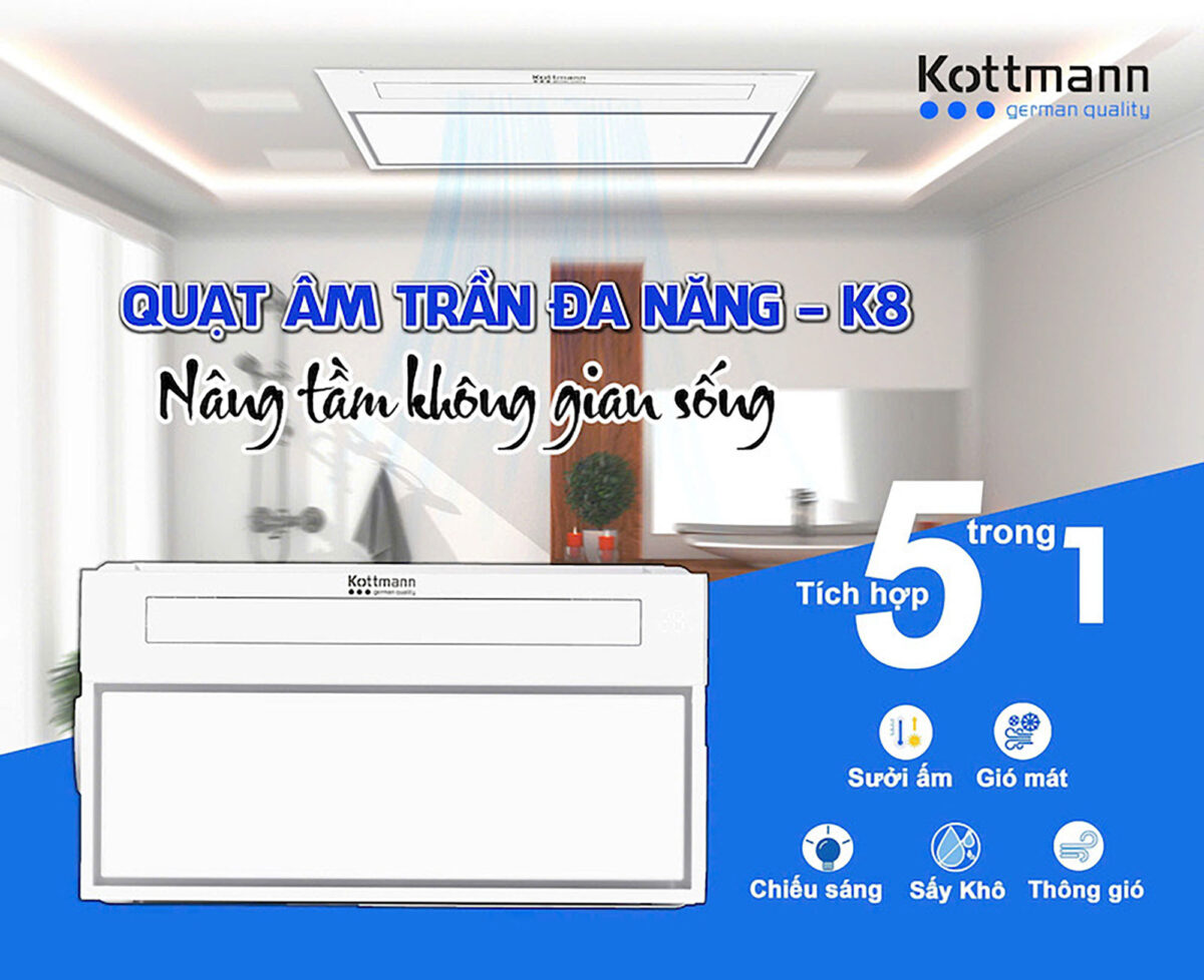 Quạt sưởi nhà tắm KOTTMANN K8 đa năng - Ảnh 4