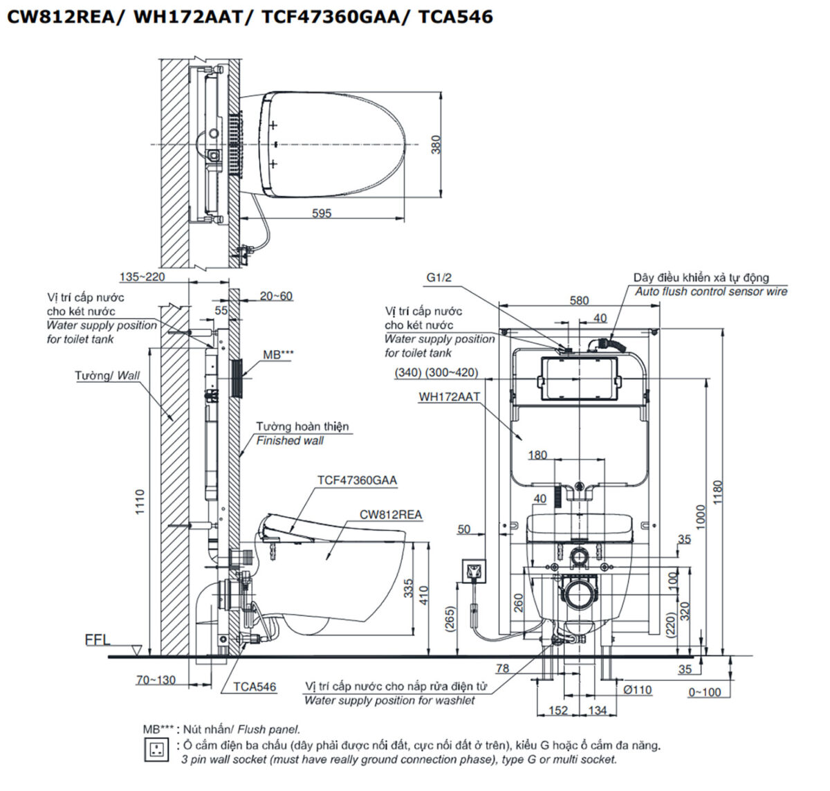 Bồn cầu thông minh TOTO CW812REA TCF47360GAA WH172AAT TCA546 MB171P#SS nắp rửa điện tử - Ảnh 2