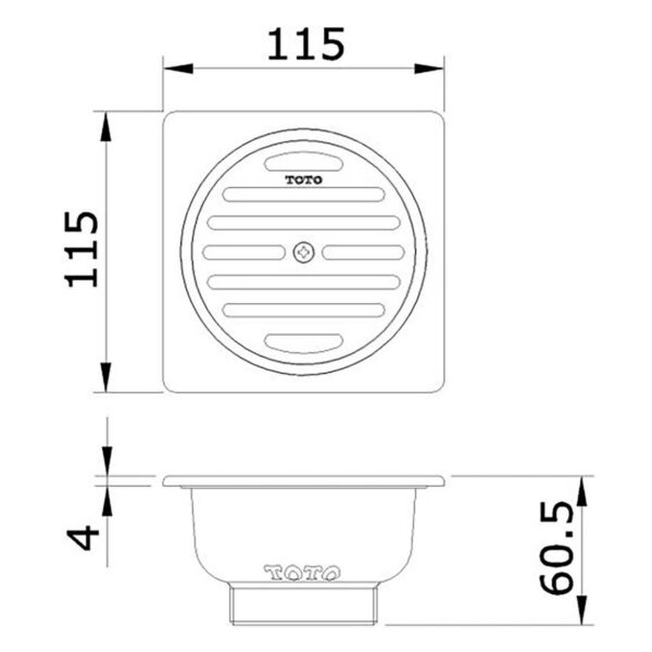 Bản vẽ kĩ thuật Phễu thoát sàn TOTO TX1DB