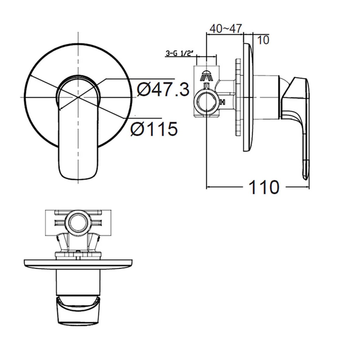 Vòi sen âm tường AMERICAN STANDARD WF-1M22 nóng lạnh - Ảnh 2