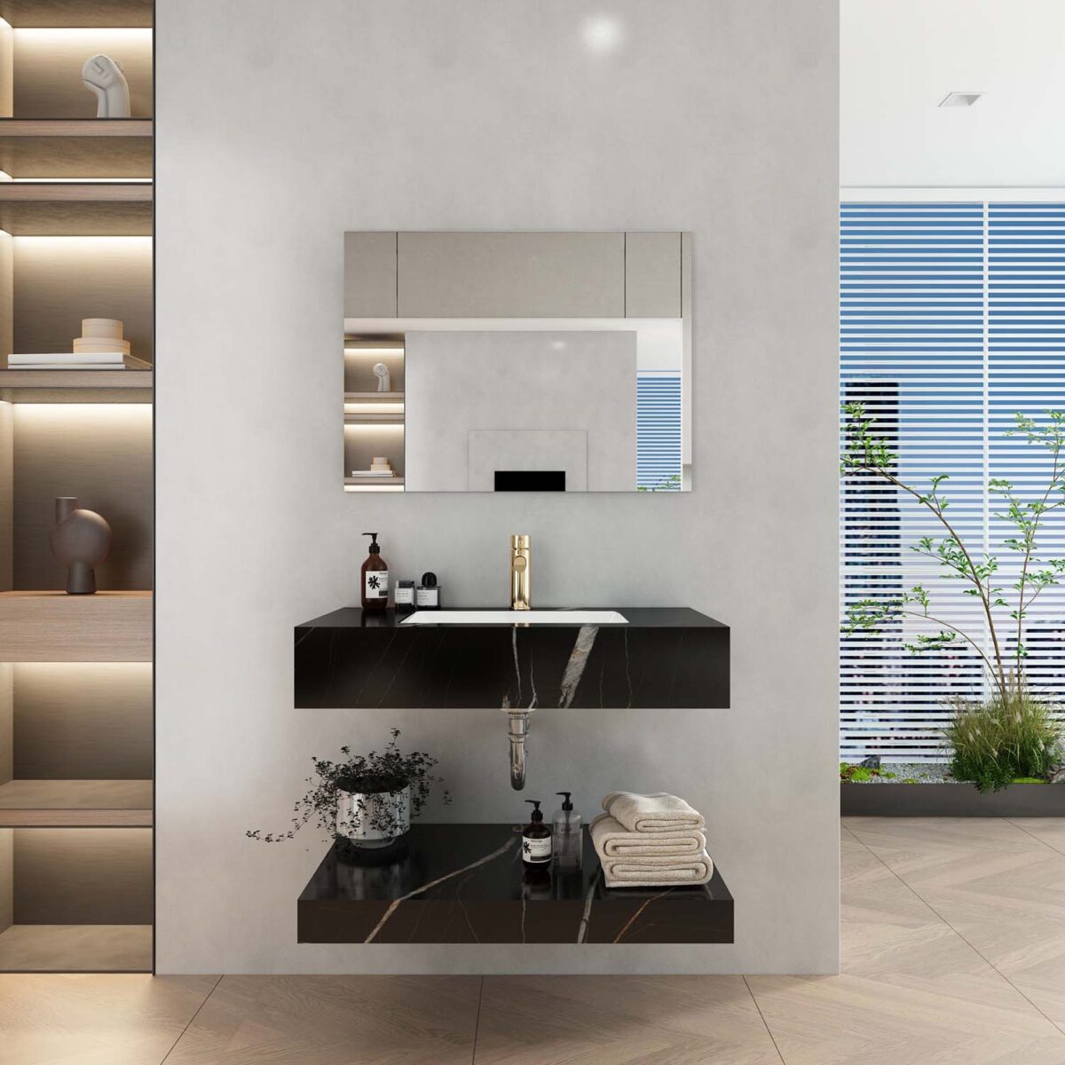Bộ bàn đá lavabo VIGLACERA VI11-9GP01 2 tầng - Ảnh 2