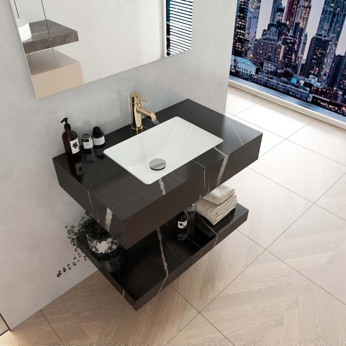 Bộ bàn đá lavabo VIGLACERA VI11-9GP01 2 tầng - Ảnh 5