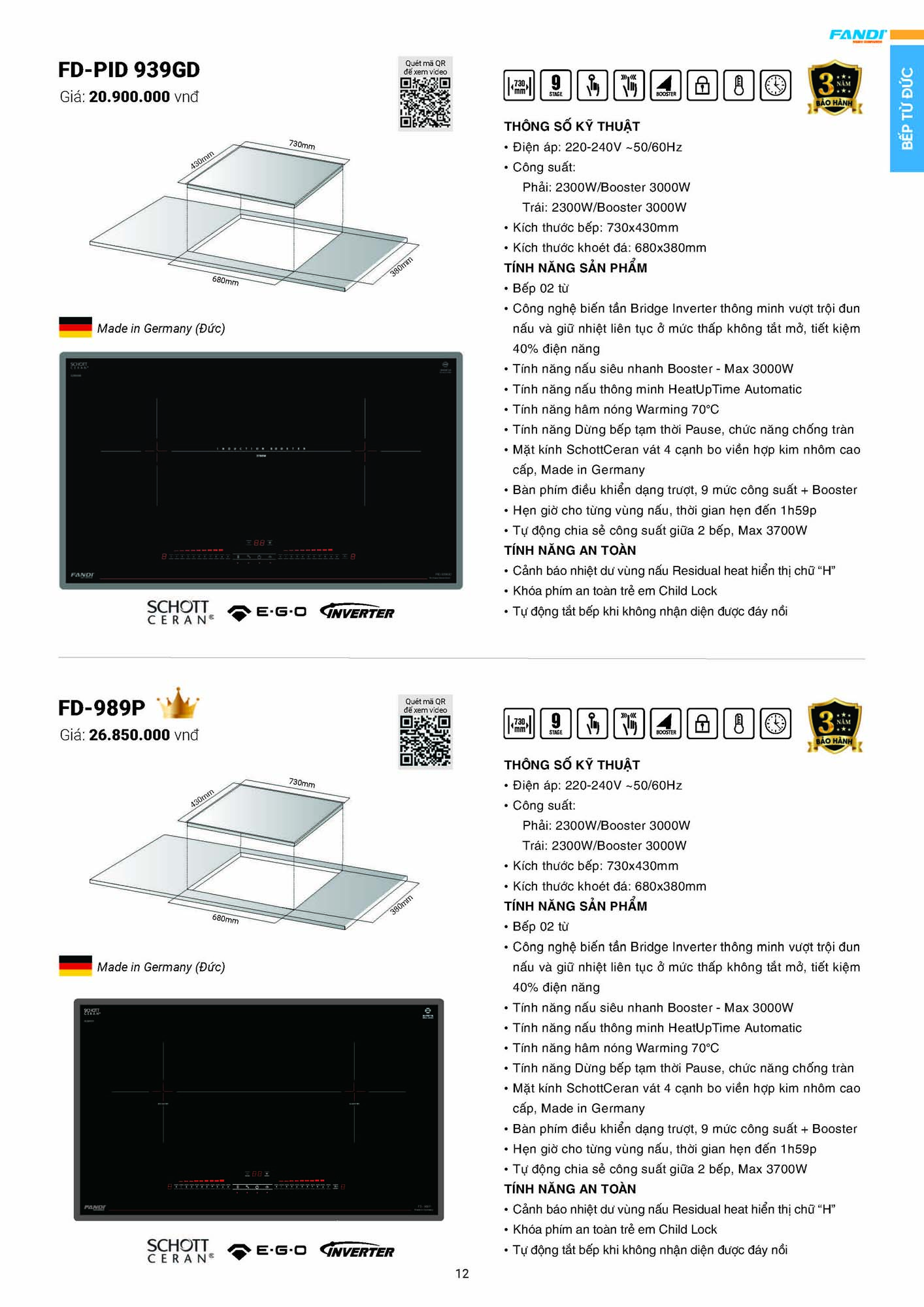 Catalogue FANDI 2026 – Bảng giá thiết bị nhà bếp 14 CATALOGUE FANDI 2026 Page 13