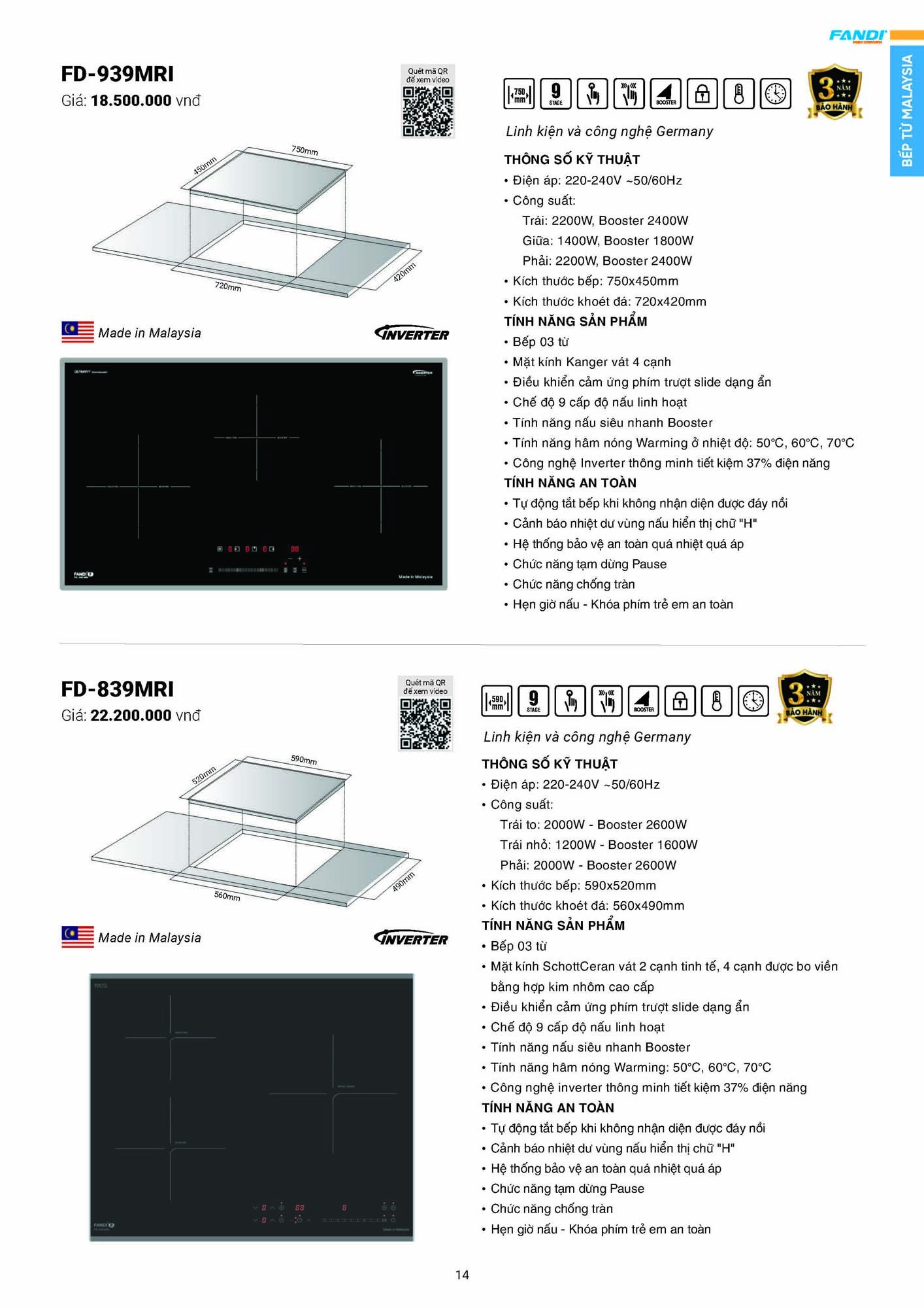 Catalogue FANDI 2026 – Bảng giá thiết bị nhà bếp 16 CATALOGUE FANDI 2026 Page 15