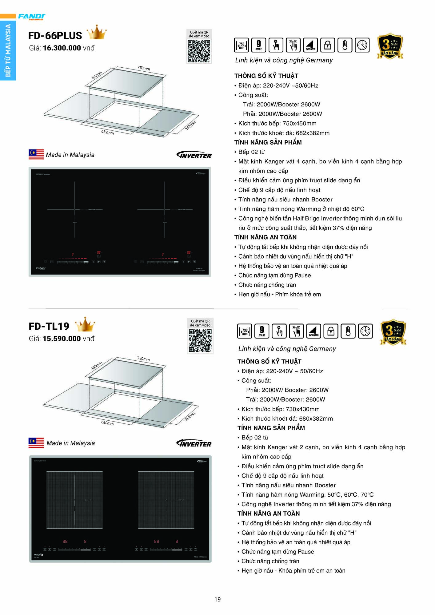 Catalogue FANDI 2026 – Bảng giá thiết bị nhà bếp 21 CATALOGUE FANDI 2026 Page 20