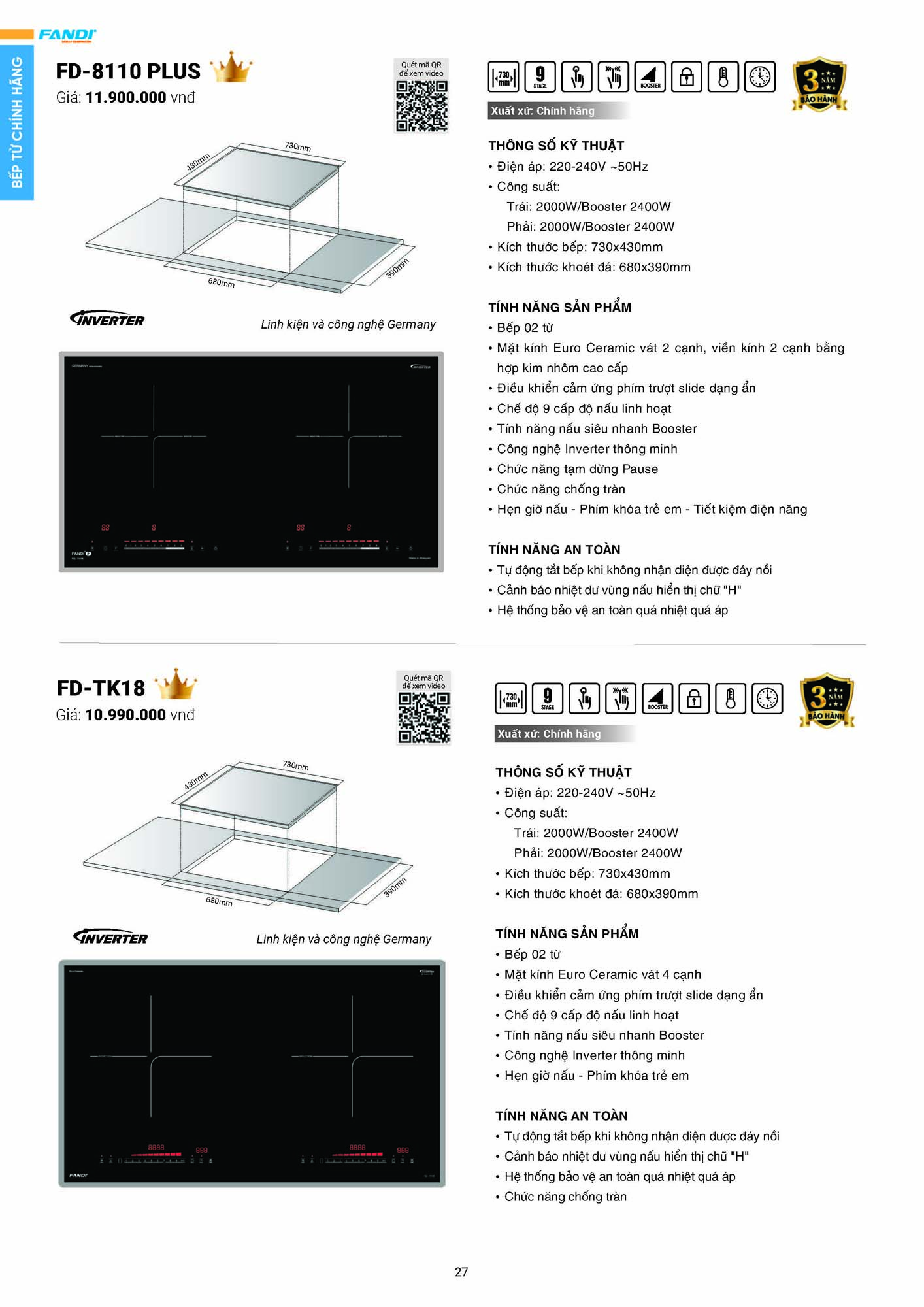 Catalogue FANDI 2026 – Bảng giá thiết bị nhà bếp 29 CATALOGUE FANDI 2026 Page 28