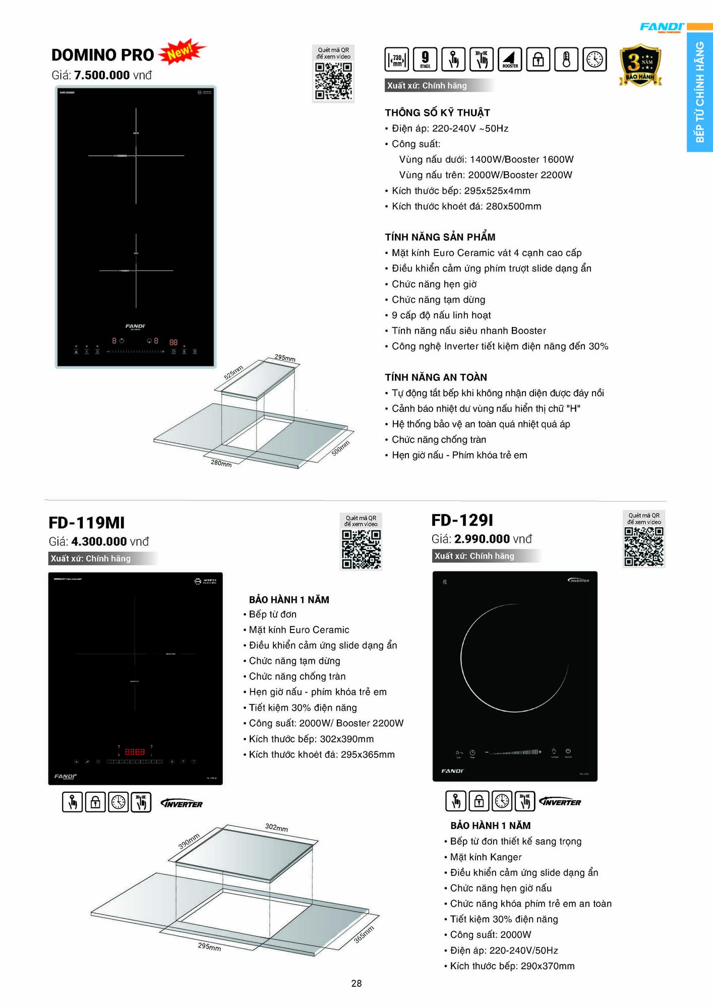 Catalogue FANDI 2026 – Bảng giá thiết bị nhà bếp 30 CATALOGUE FANDI 2026 Page 29
