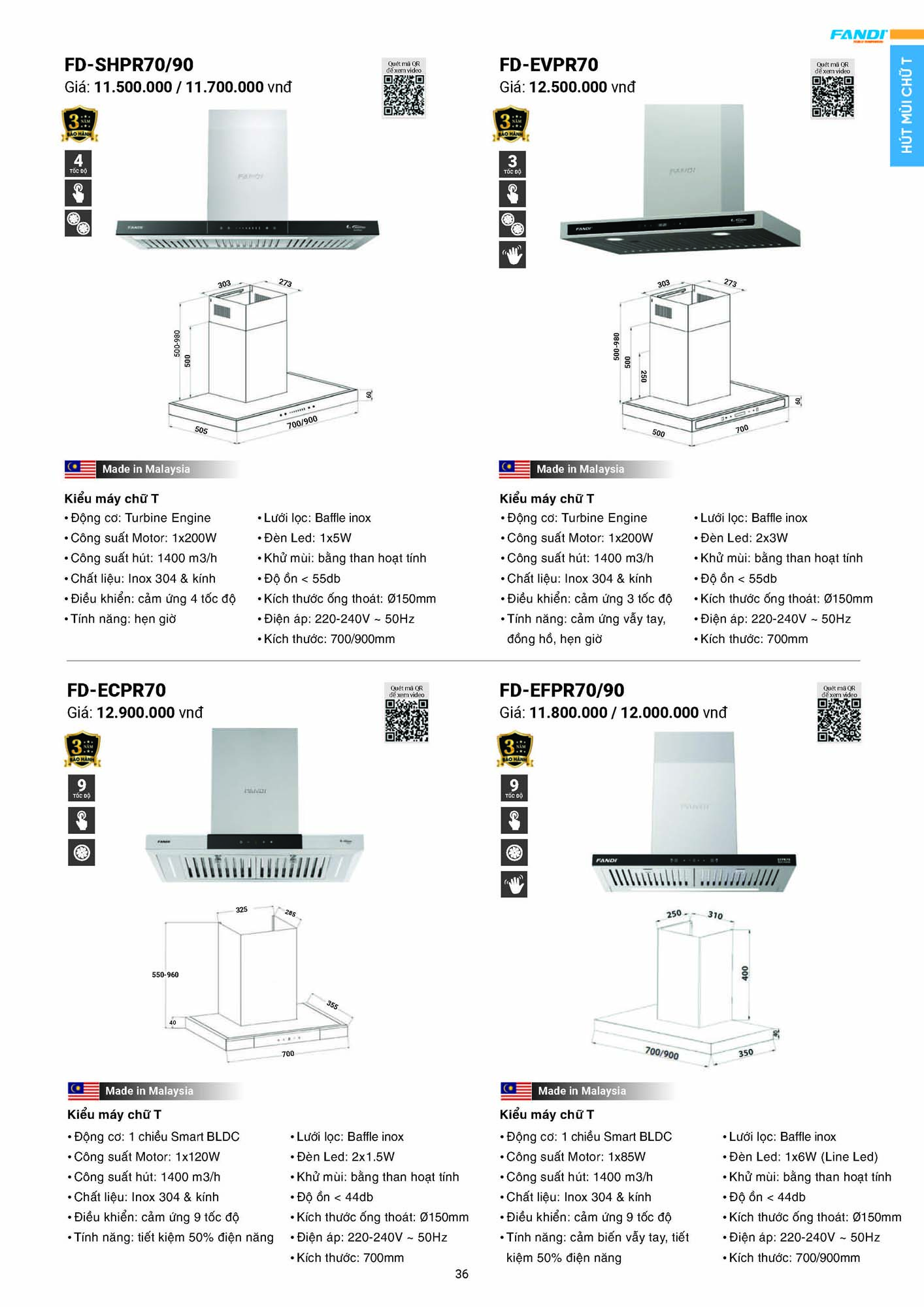 Catalogue FANDI 2026 – Bảng giá thiết bị nhà bếp 38 CATALOGUE FANDI 2026 Page 37