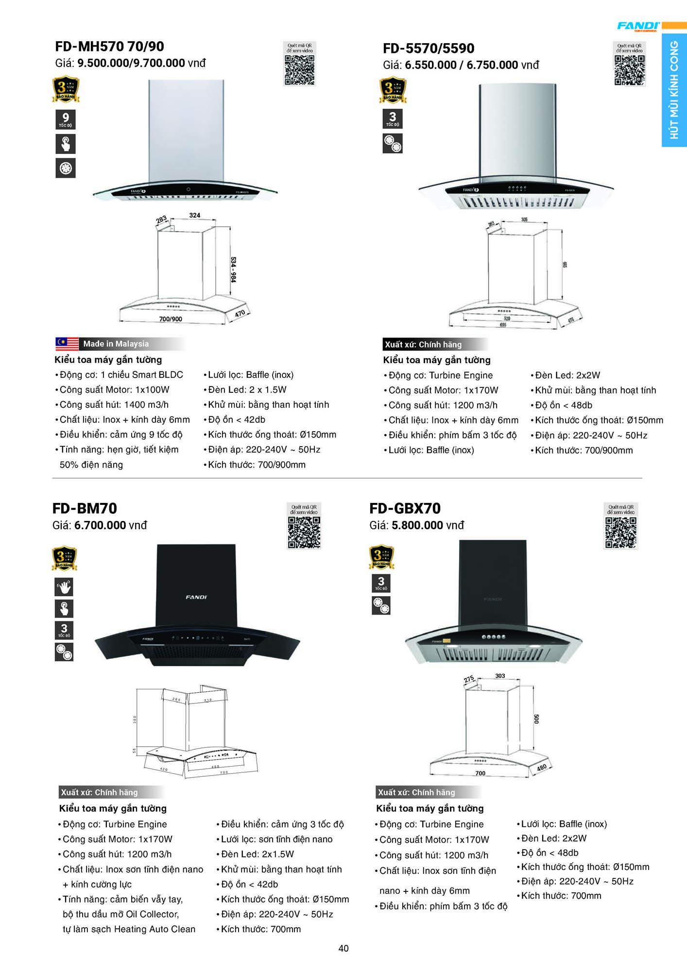 Catalogue FANDI 2026 – Bảng giá thiết bị nhà bếp 42 CATALOGUE FANDI 2026 Page 41
