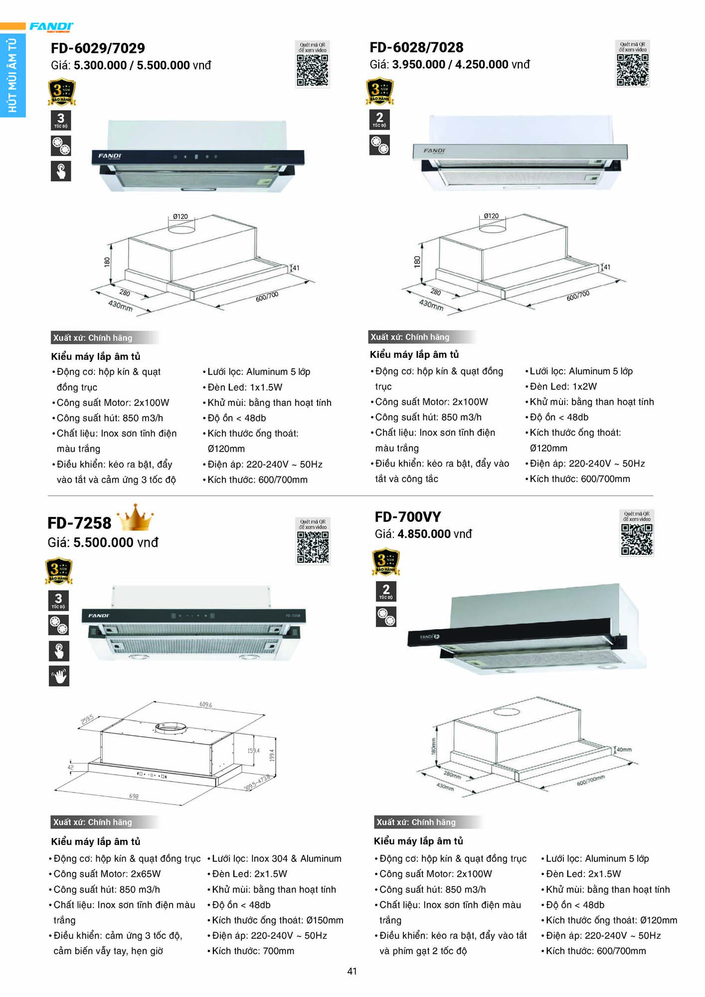 Catalogue FANDI 2026 – Bảng giá thiết bị nhà bếp 43 CATALOGUE FANDI 2026 Page 42