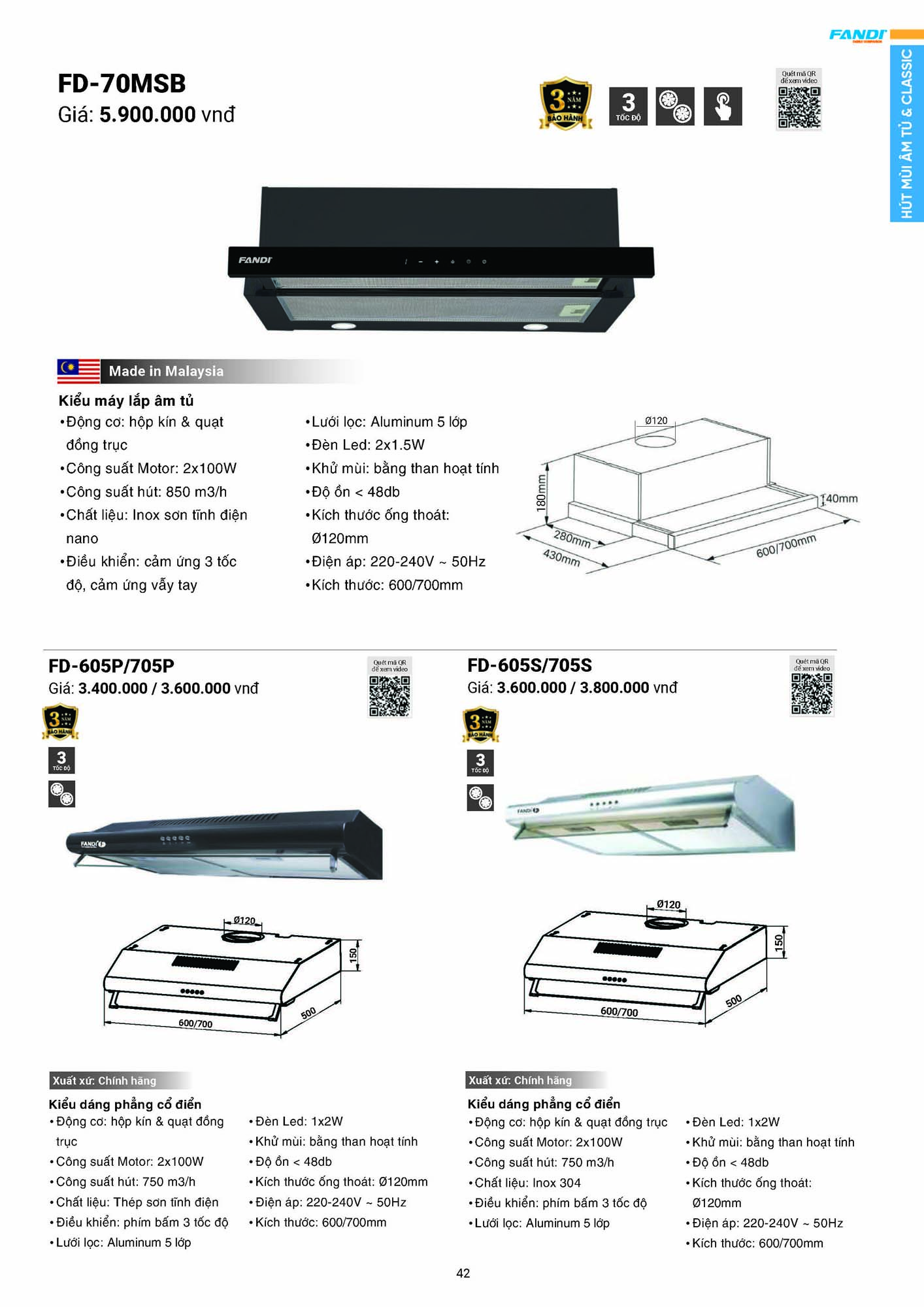 Catalogue FANDI 2026 – Bảng giá thiết bị nhà bếp 44 CATALOGUE FANDI 2026 Page 43