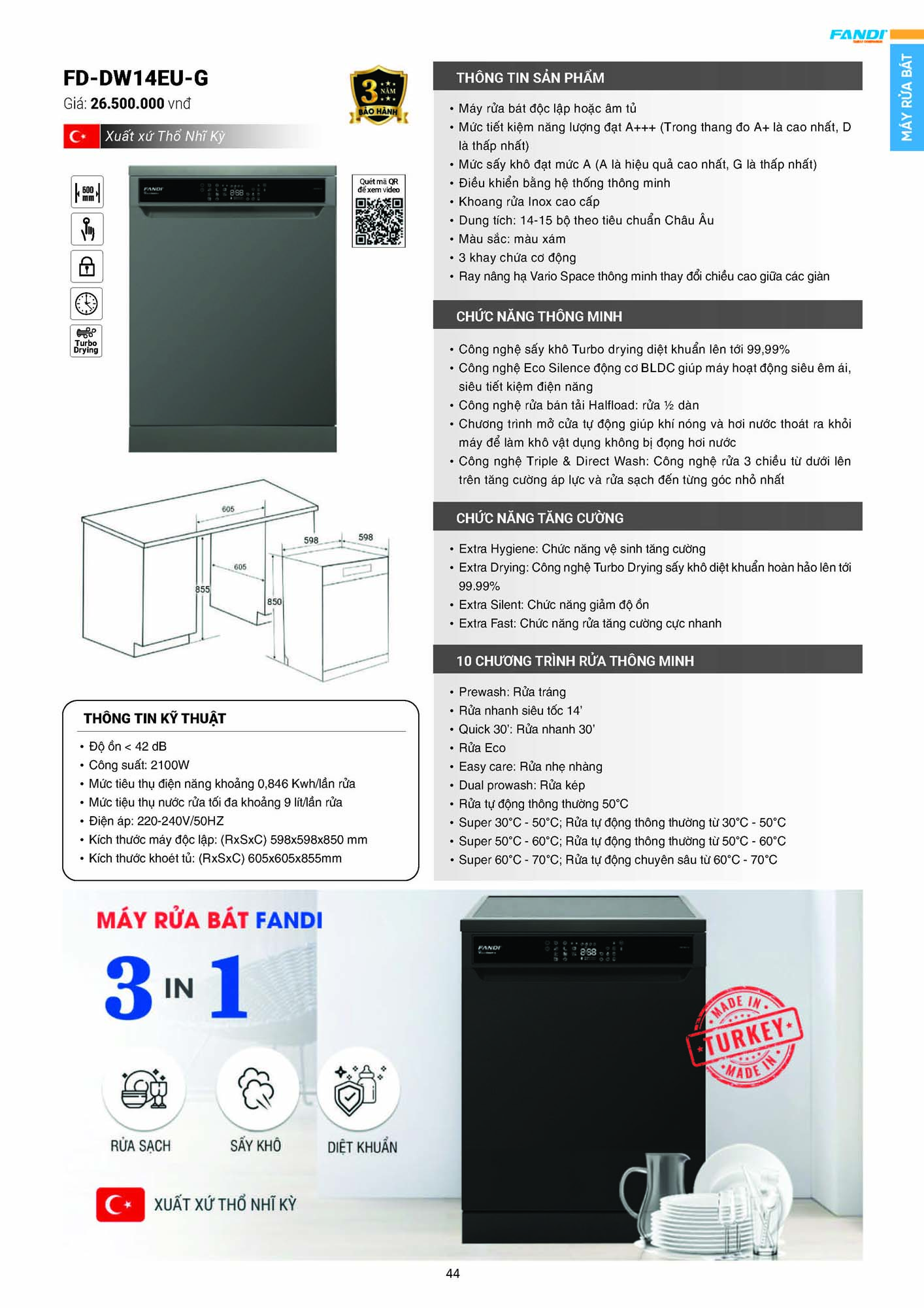 Catalogue FANDI 2026 – Bảng giá thiết bị nhà bếp 46 CATALOGUE FANDI 2026 Page 45