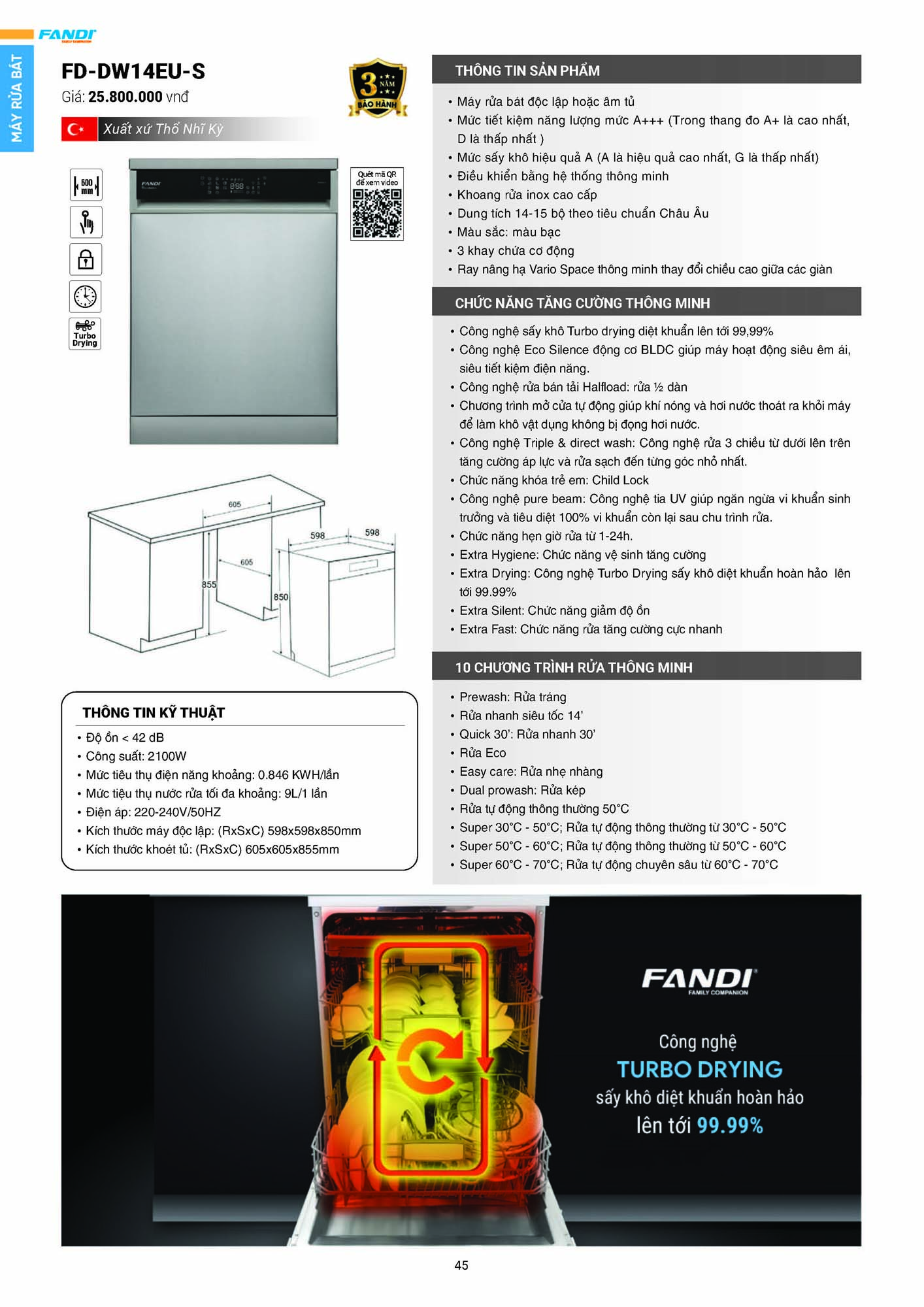 Catalogue FANDI 2026 – Bảng giá thiết bị nhà bếp 47 CATALOGUE FANDI 2026 Page 46